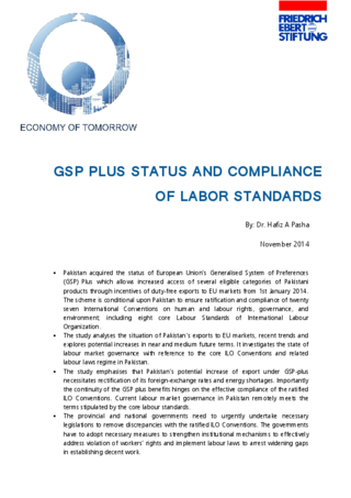 GSP plus status and compliance of labor standards